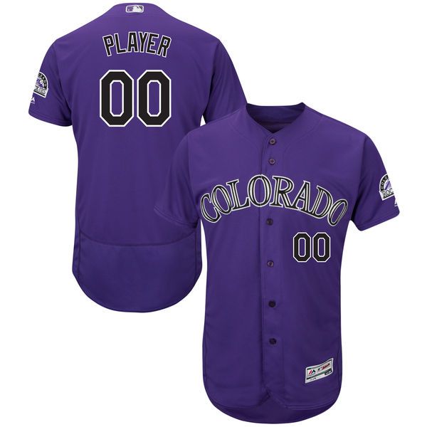 Men Colorado Rockies Majestic Purple Alternate Flex Base Authentic Collection Custom MLB Jersey with Commemorative Patch->customized mlb jersey->Custom Jersey